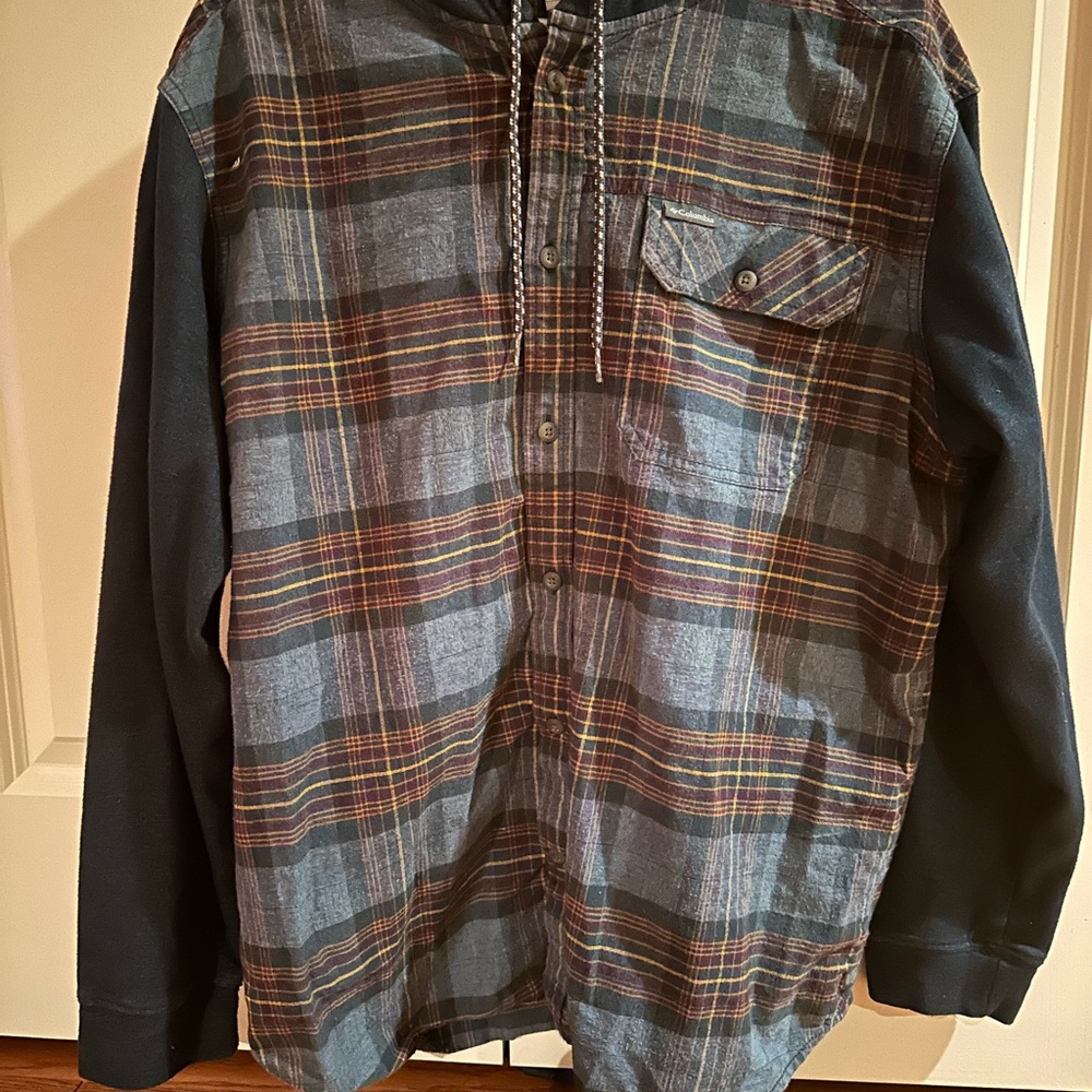 Columbia Men's Plaid Shirt Jacket - Blue and Brown